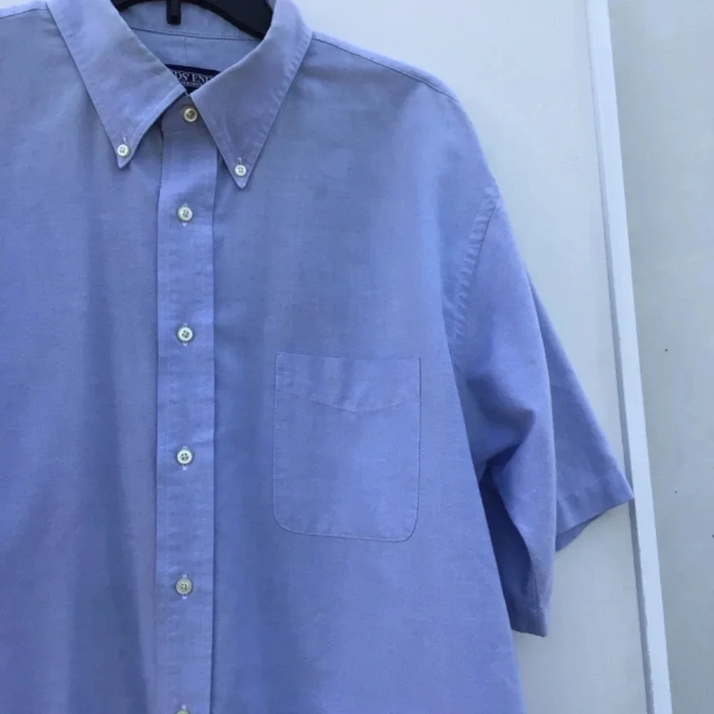 Land’s End Direct Merchants baby blue short sleeve shirt. Size17 tall.  Orig csf - Picture 4 of 6